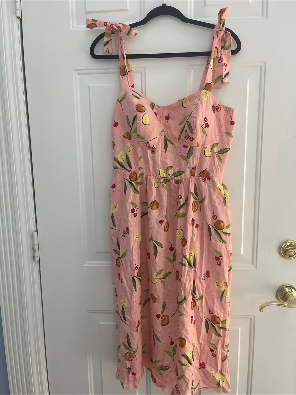 Lauren Conrad Pink Fruit Print Tie-Strap Sundress